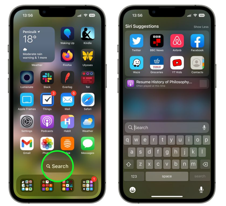 密山苹果手机维修分享升级到 iOS 16 后，如何删除主屏幕上的搜索按钮 